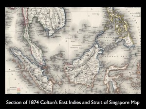 Section of 1874 Colton's East Indies and Strait of Singapore Map